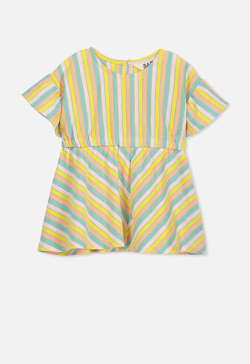 Cotton On - Molly ruffle dress - blue & pink 