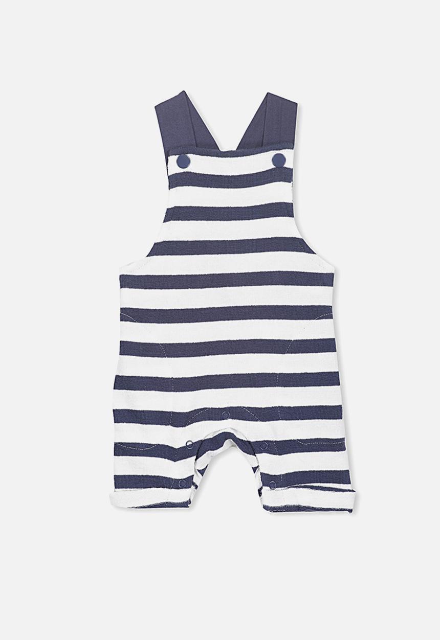 Cotton On - Timmy short leg all in one  - navy & white stripe