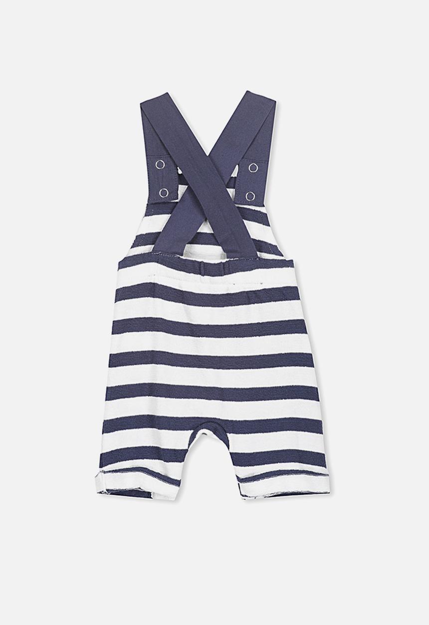 Cotton On - Timmy short leg all in one  - navy & white stripe