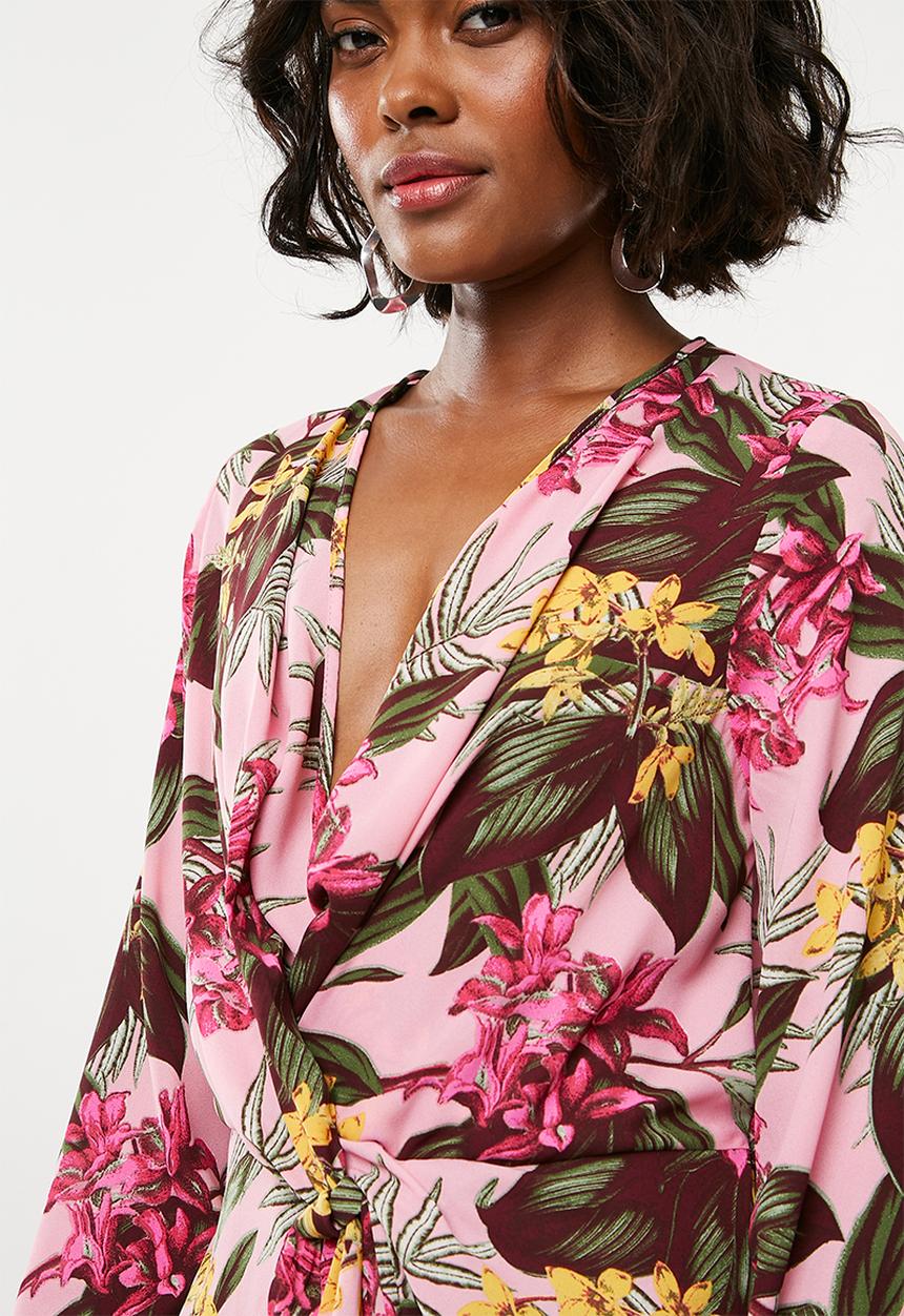 Missguided - Drape front plunge blouse tropical - multi