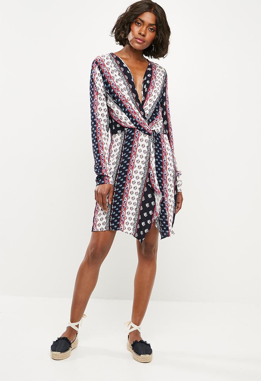 Missguided - Knot front dress unlined ethnic - multi