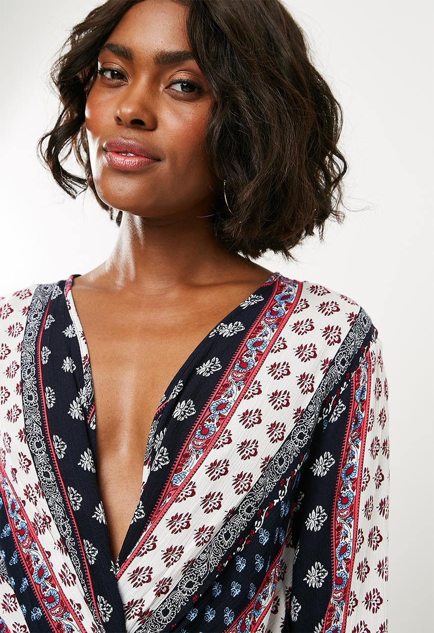 Missguided - Knot front dress unlined ethnic - multi