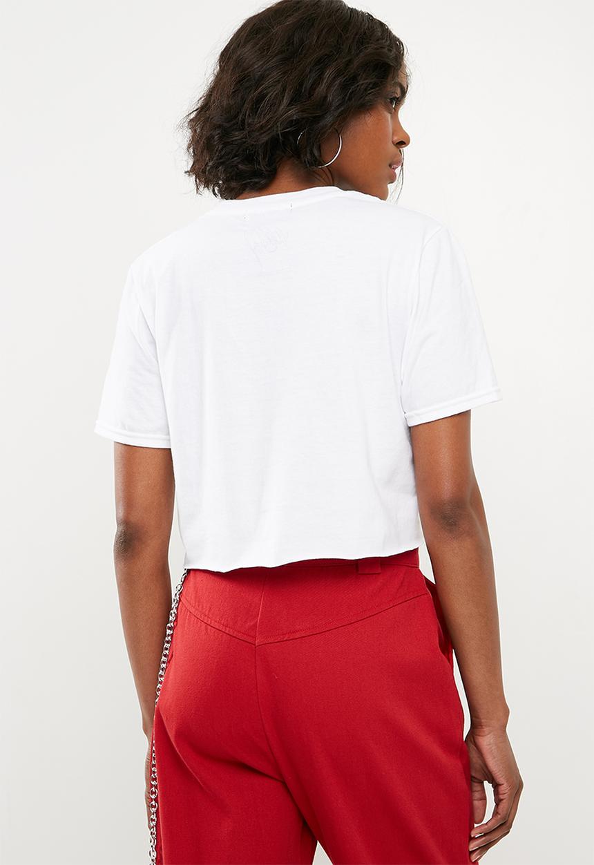 Missguided - Whitney graphic crop T-shirt - white