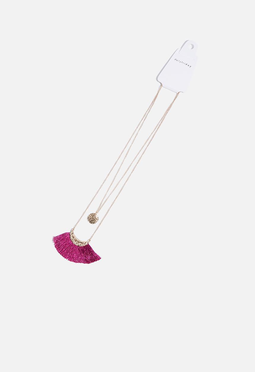 Superbalist - Tassel layered necklace - purple & gold