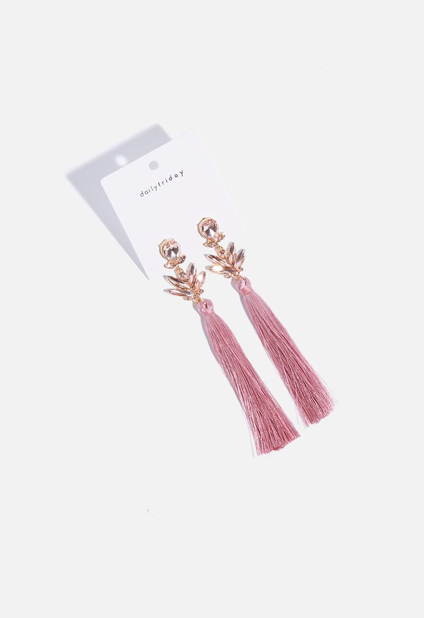 Superbalist - Flower tassel earrings - pink