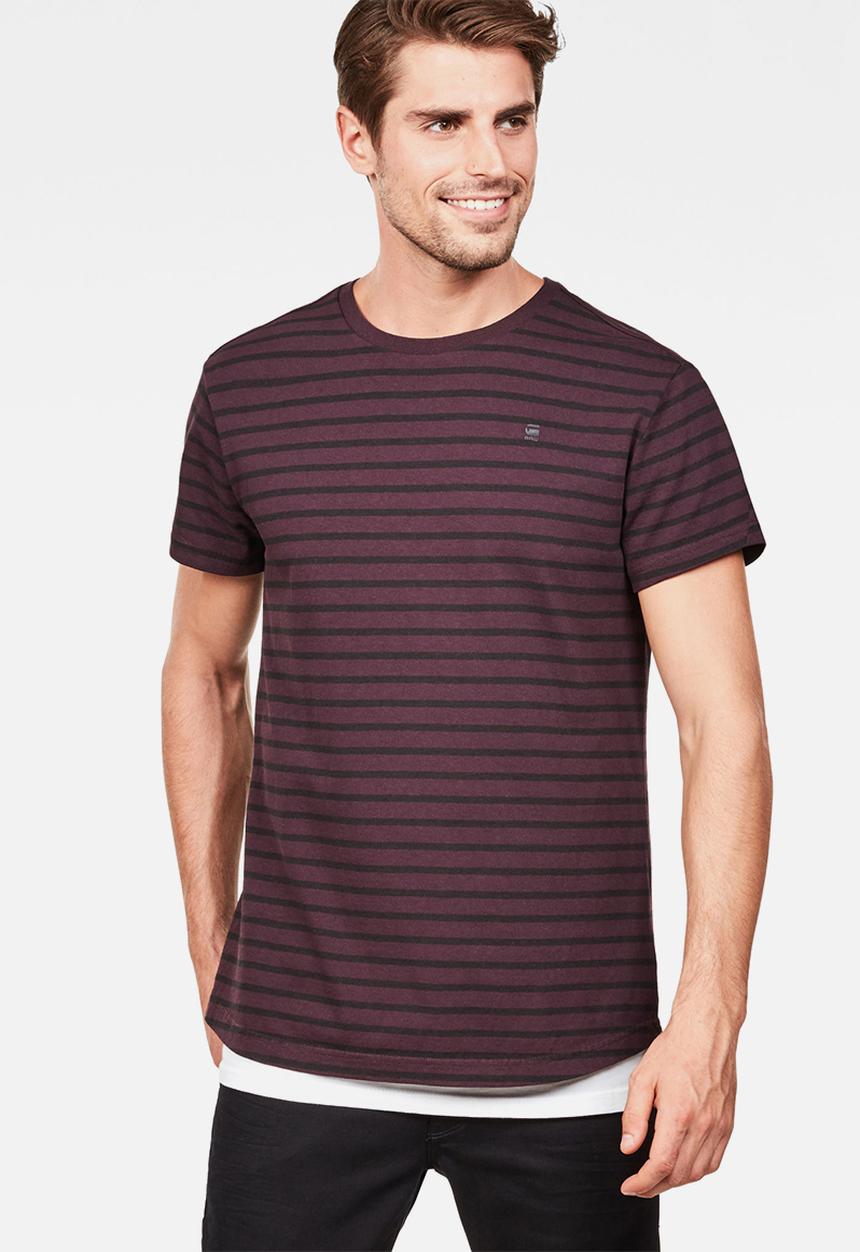 G-STAR - Starkon stripe tee - maroon & black