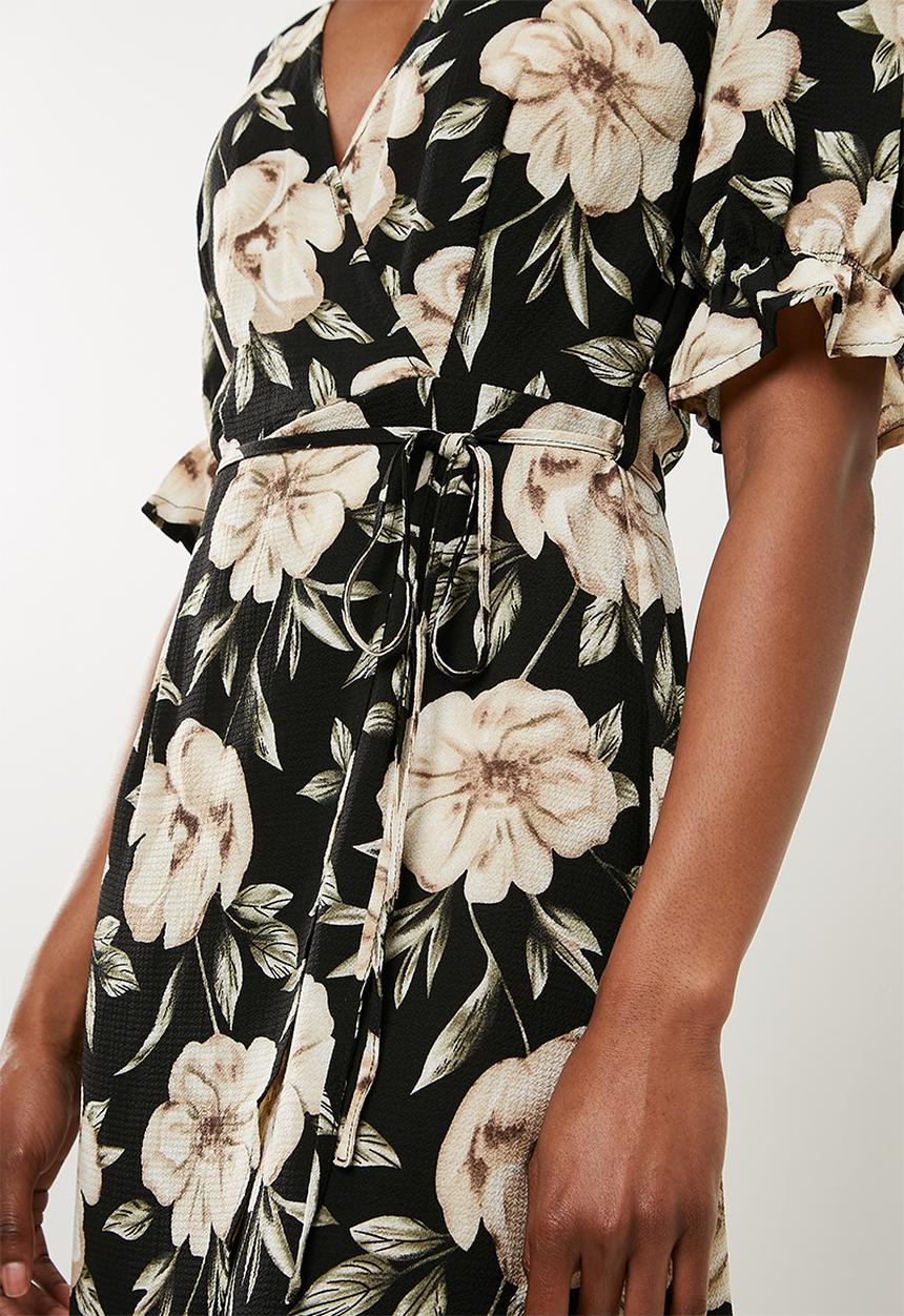 Missguided - Crepe floral wrap over mini dress - multi