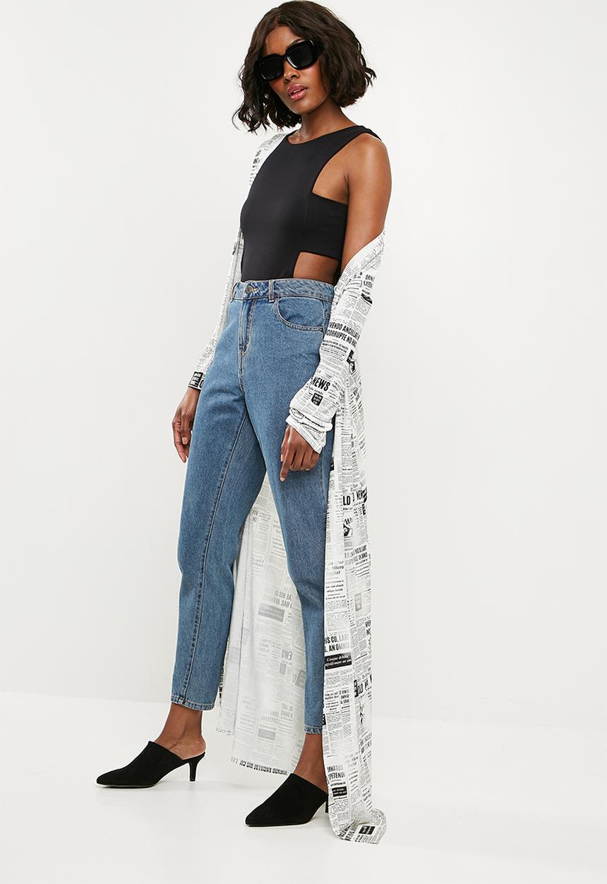 Missguided - Tab side crew neck bodysuit - black 