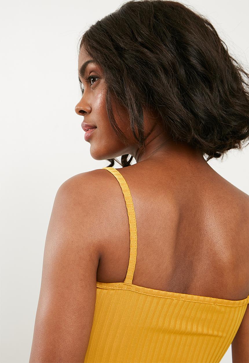 Missguided - Strappy square neck bodysuit - yellow 