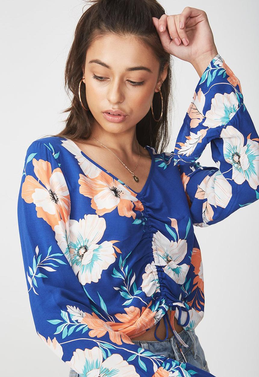 Cotton On - Willow summer rouched front blouse - blue 