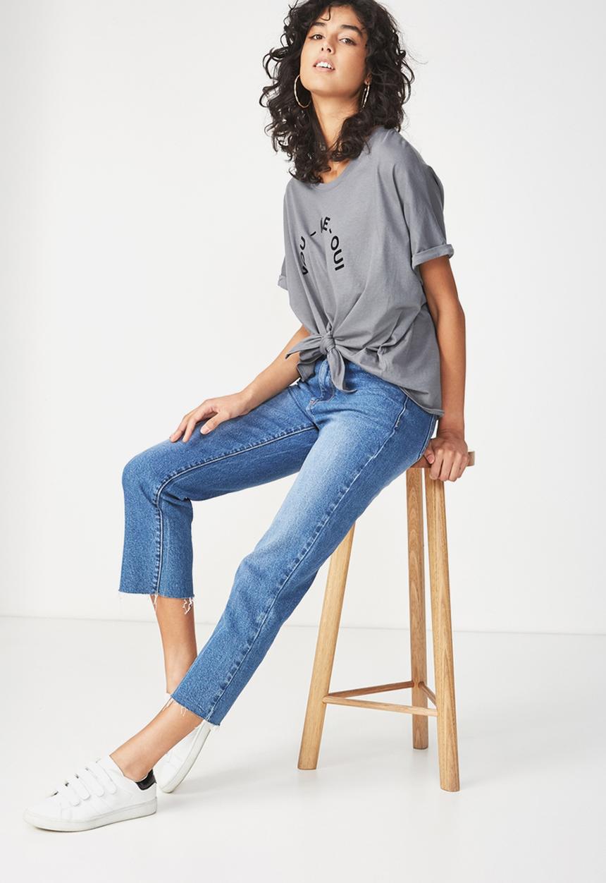 Cotton On - Knot front graphic tee - grey
