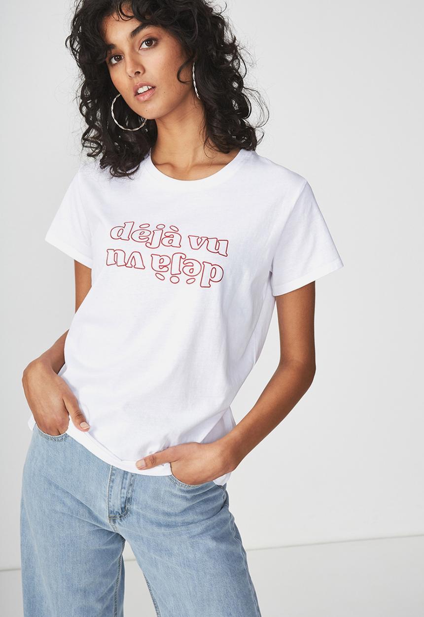 Cotton On - Tbar fox graphic T-shirt - white