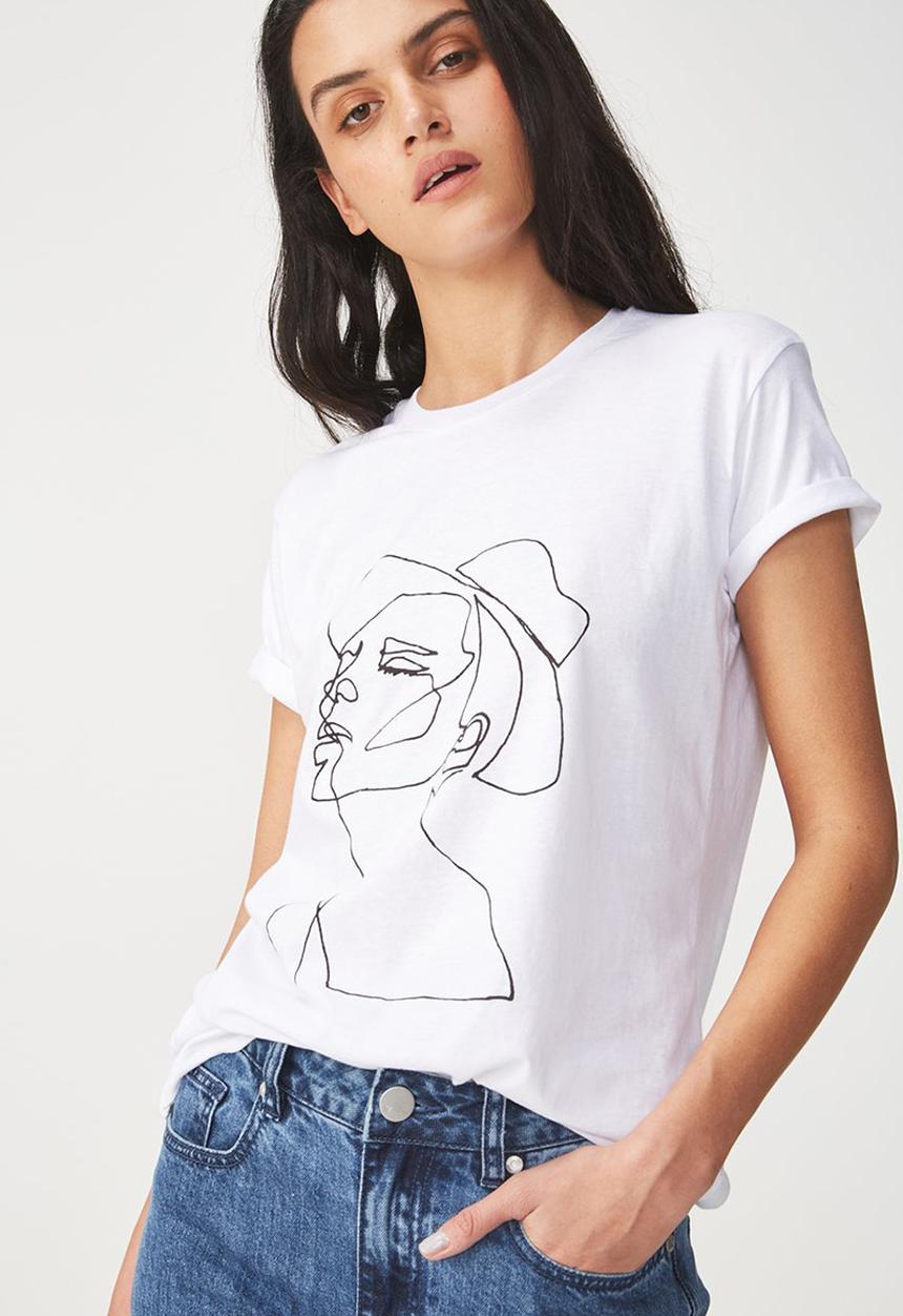 Cotton On - Tbar fox graphic T-shirt - white 