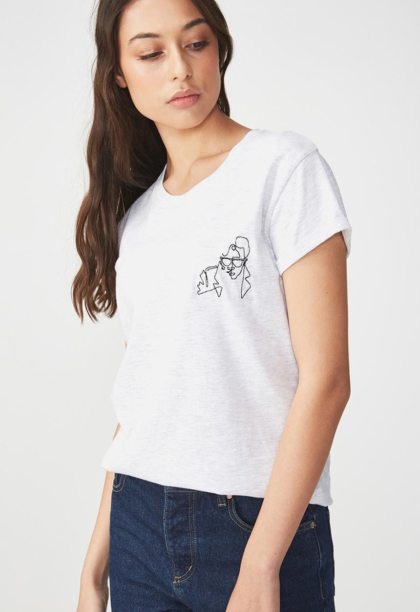 Cotton On - Tbar fox graphic T-shirt - grey
