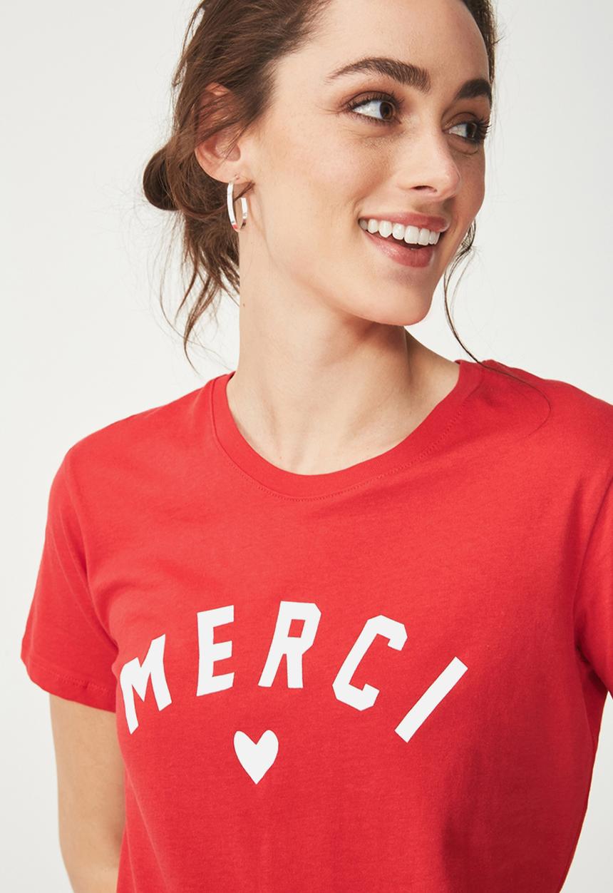 Cotton On - Tbar fox graphic T-shirt  - red