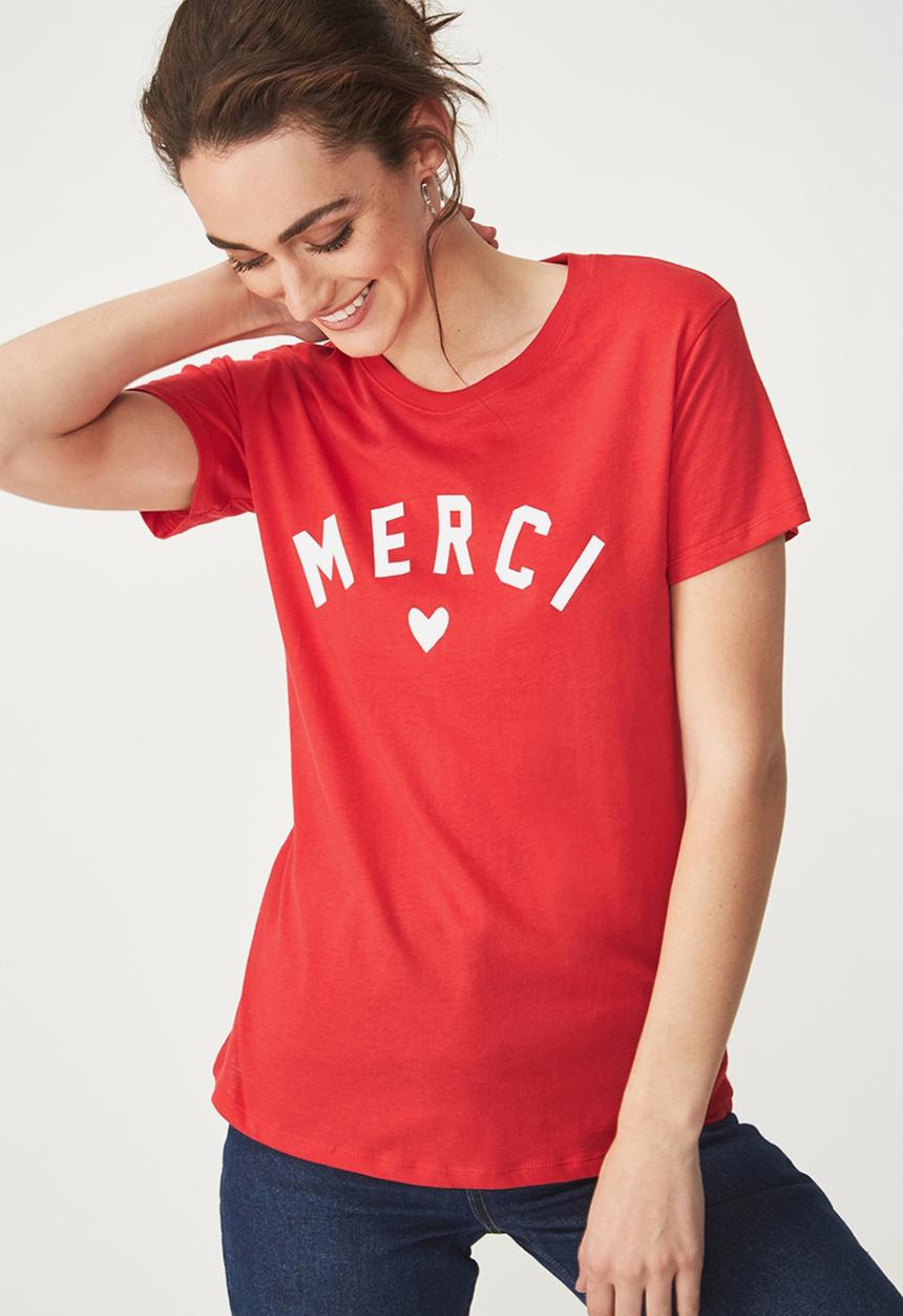 Cotton On - Tbar fox graphic T-shirt  - red
