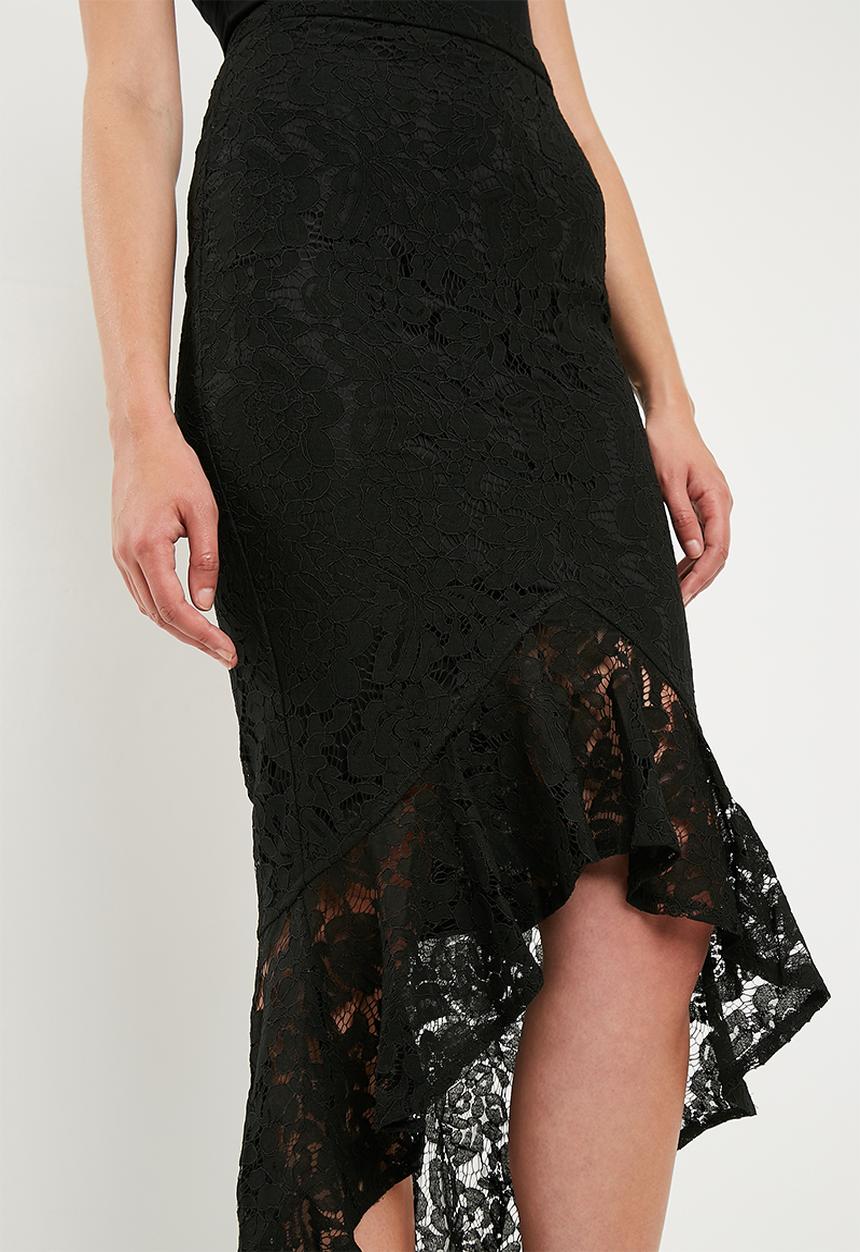 Missguided - Lace bodycon midi skirt - black