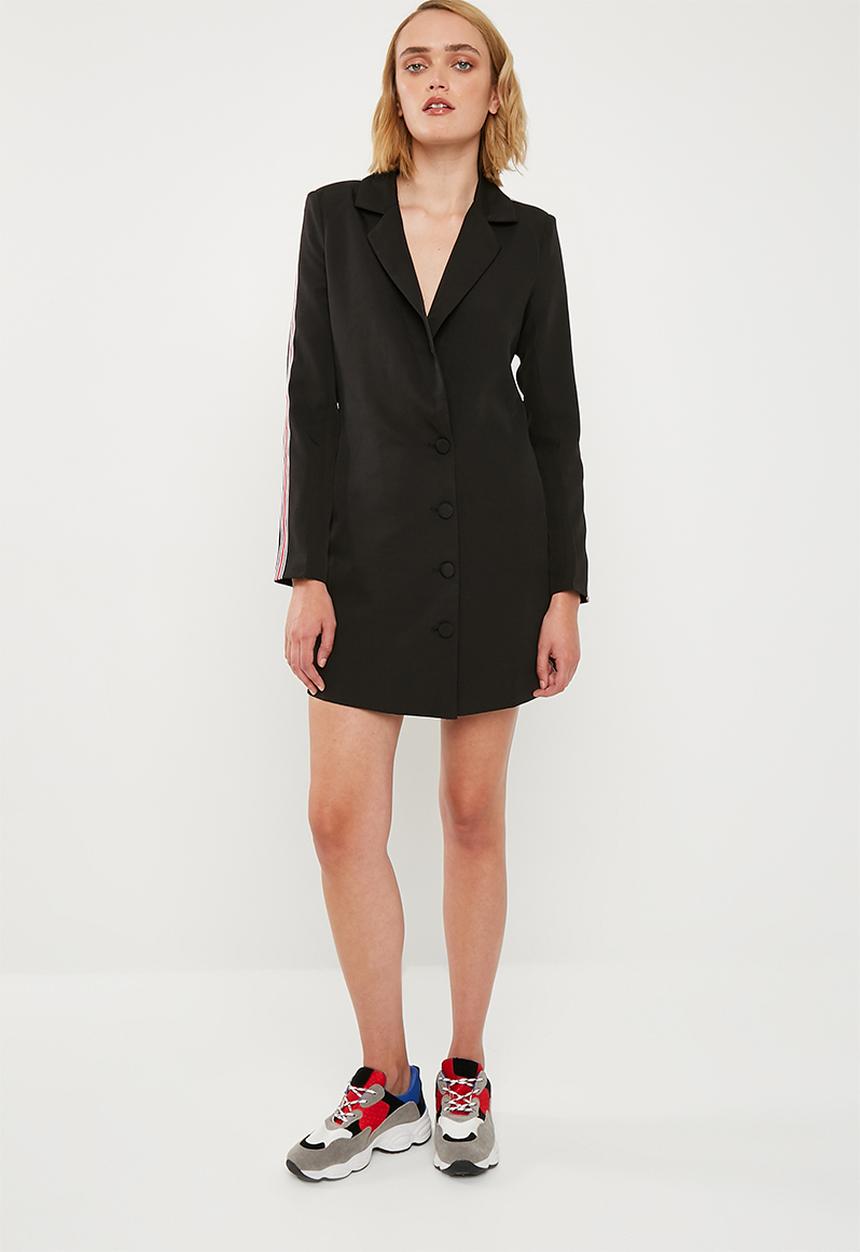 Missguided - Contrast side stripe blazer dress - black