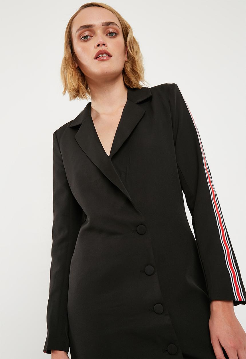Missguided - Contrast side stripe blazer dress - black