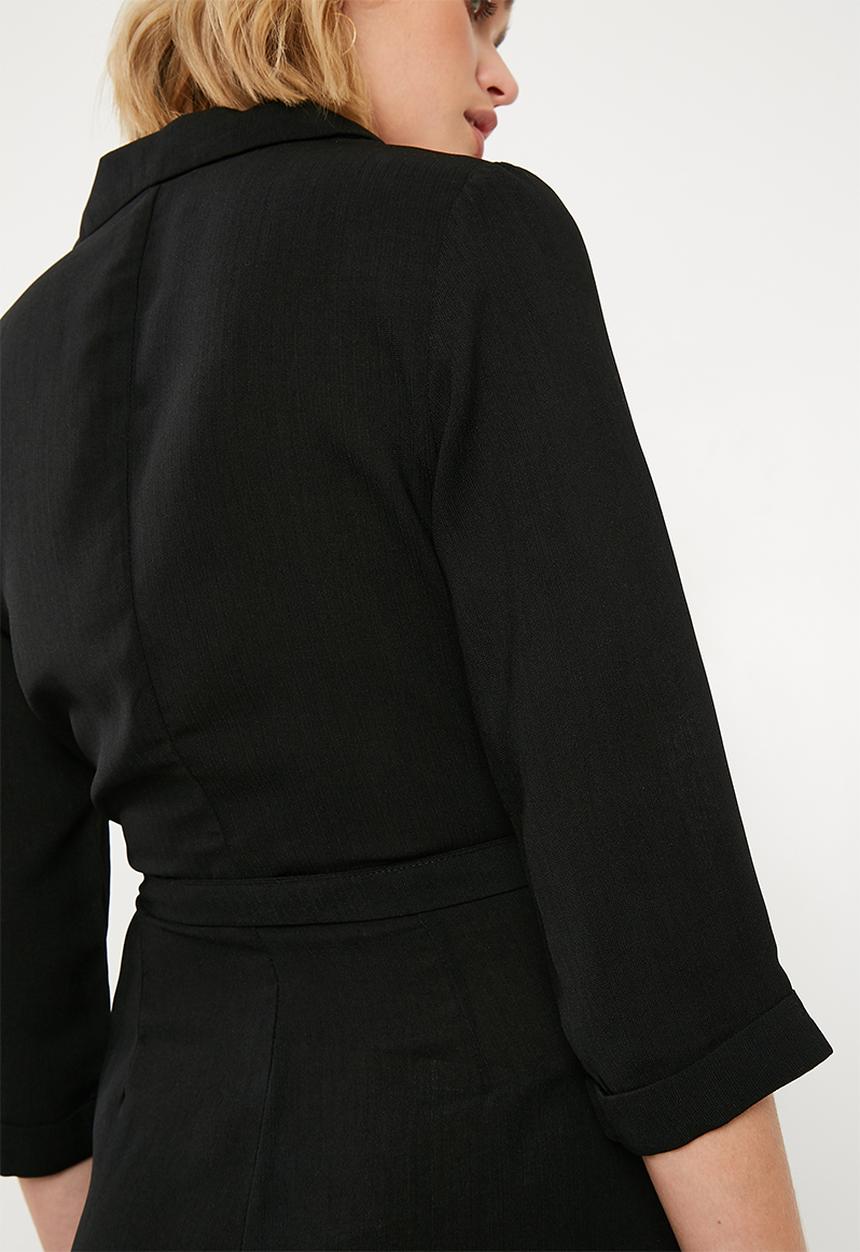 Missguided - Wrap tux playsuit - black