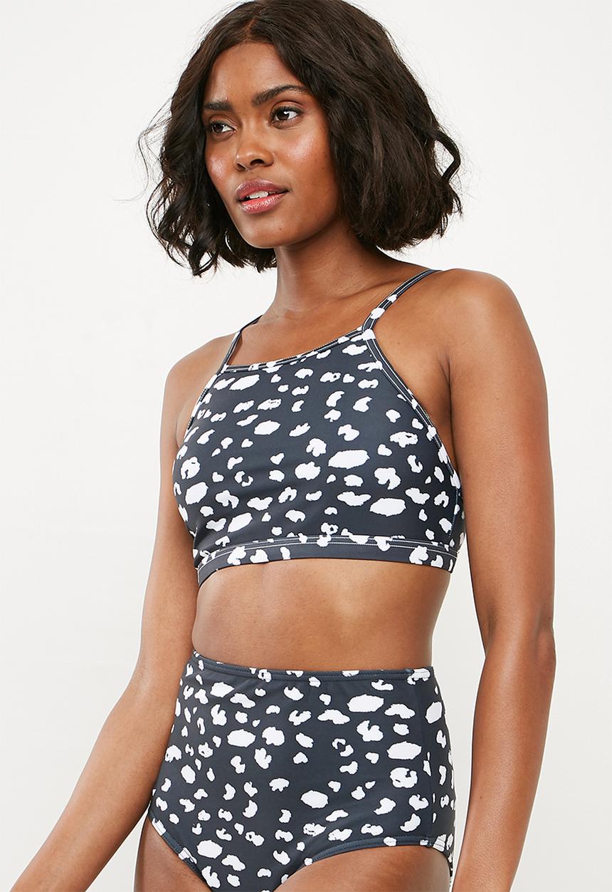 Superbalist - Bikini crop top - black & white 