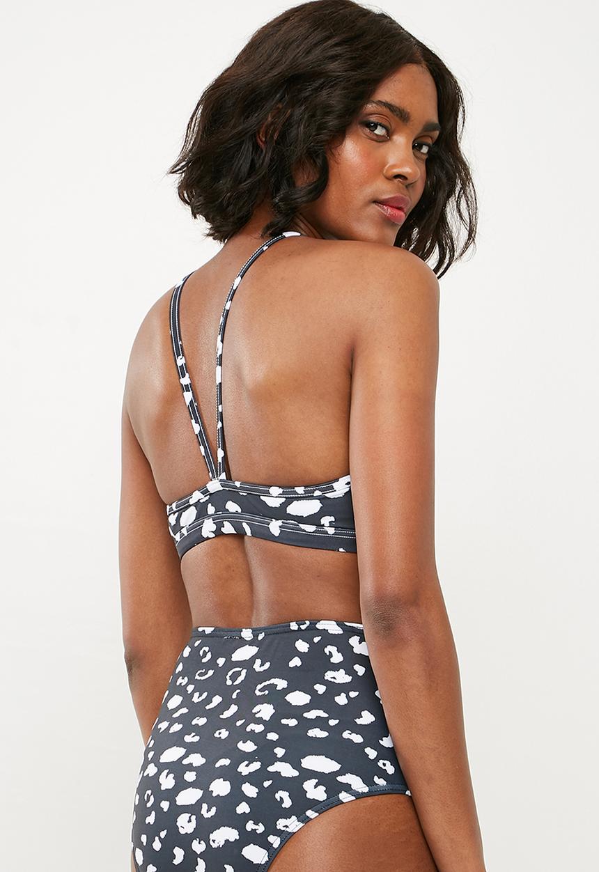 Superbalist - Bikini crop top - black & white 