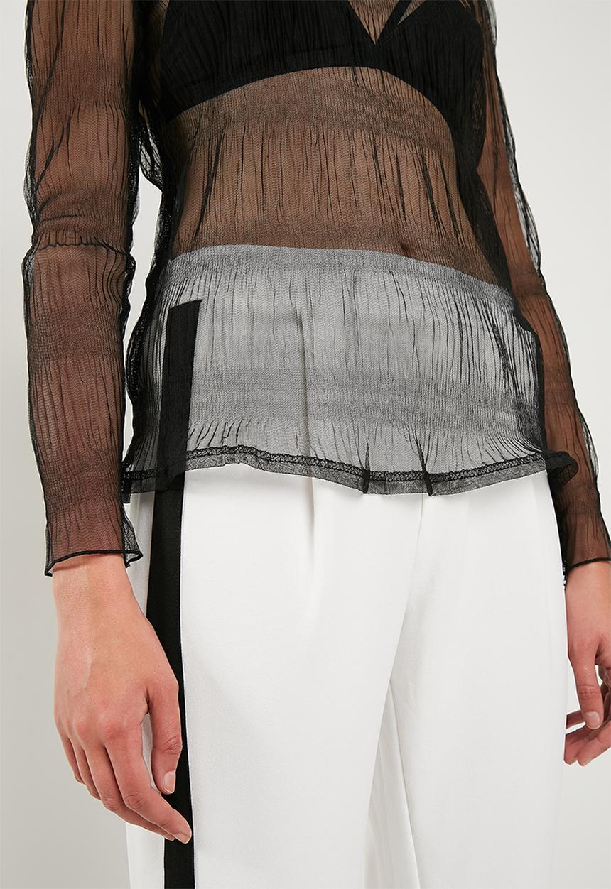 New Look - Mesh high neck blouse - black 