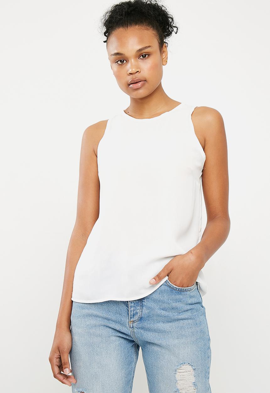 Superbalist - Woven scoop neck vest - white 