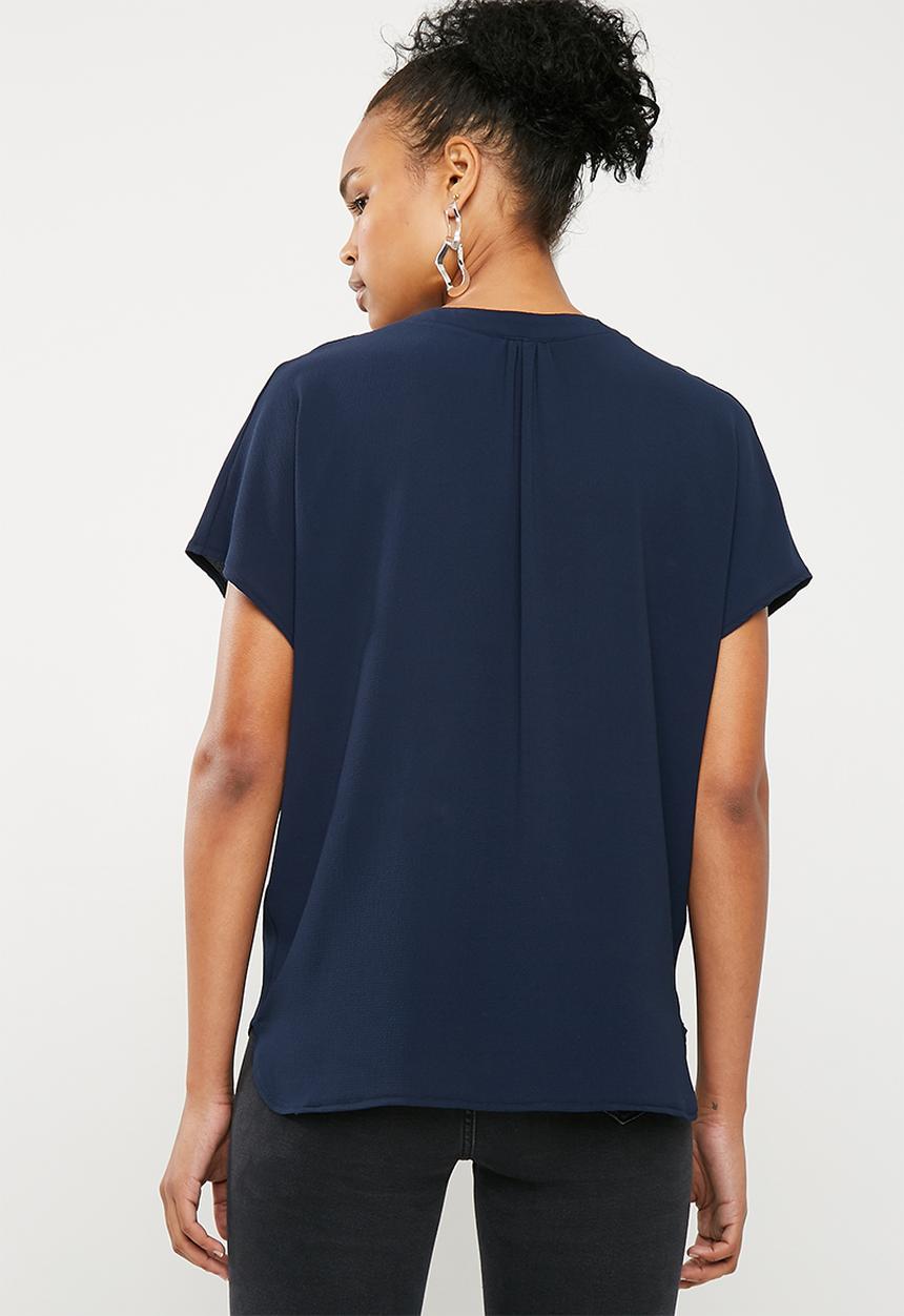 Superbalist - Mandarin collar shell top - navy 