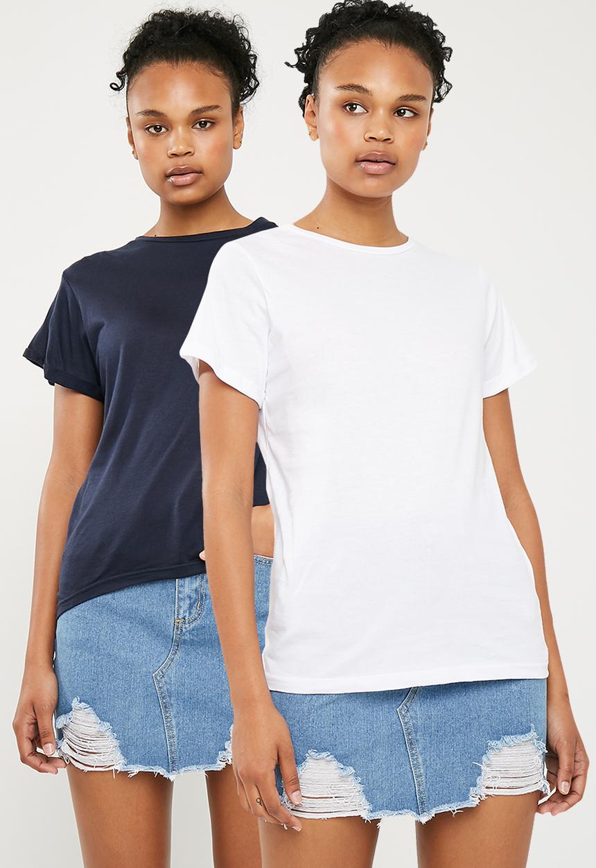 Superbalist - Scoop neck 2 pack tee - navy & white