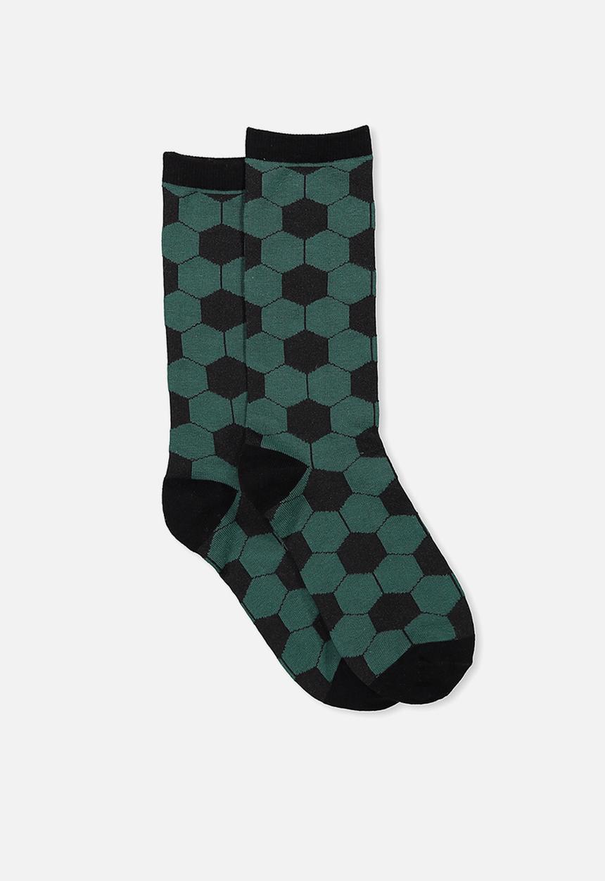Typo - Novelty socks soccer - green and black