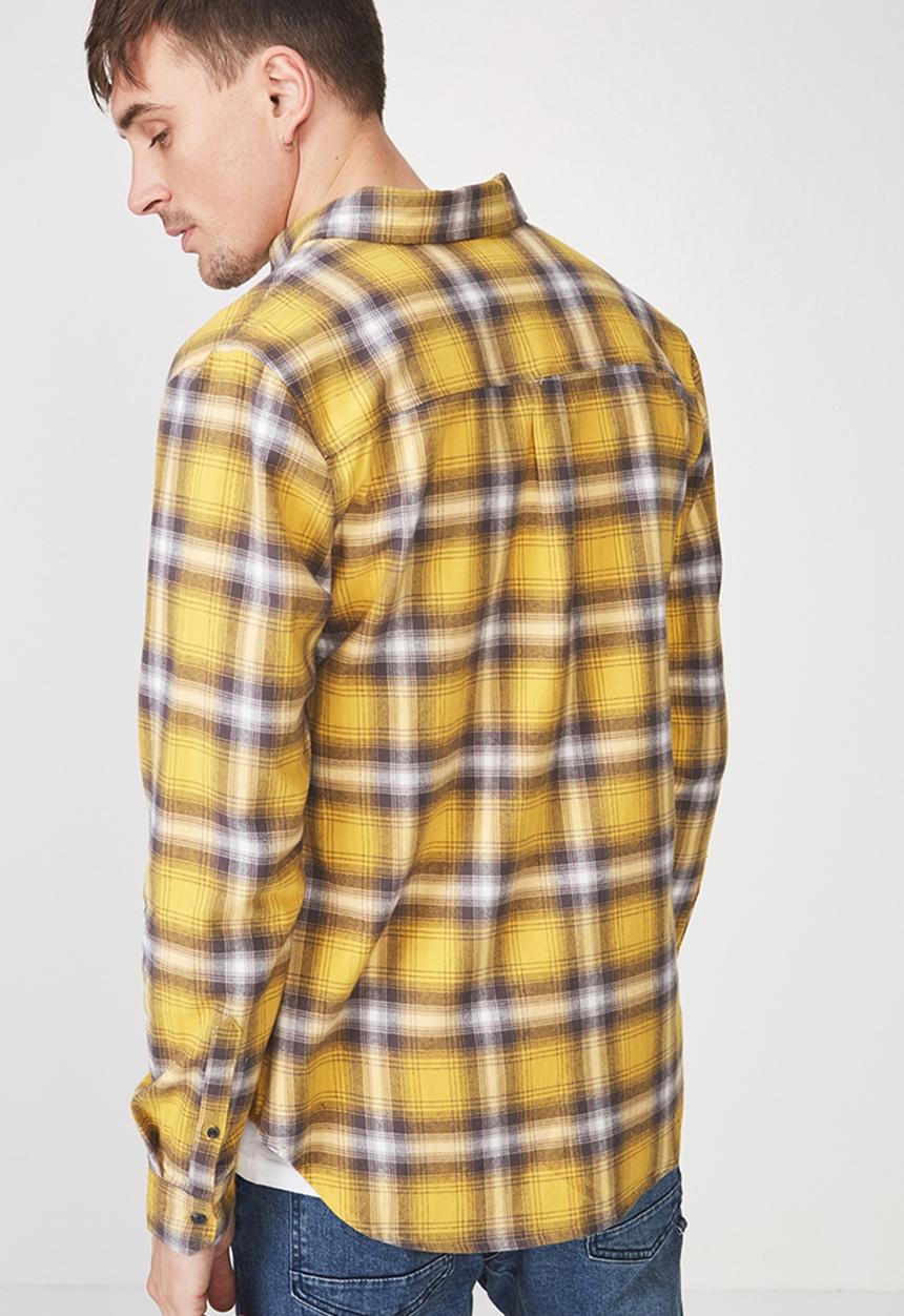 Cotton On - 91 long sleeve shirt - yellow & grey