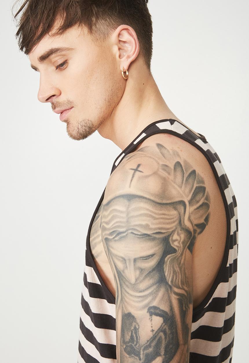 Cotton On - Tbar tank - pink & black 