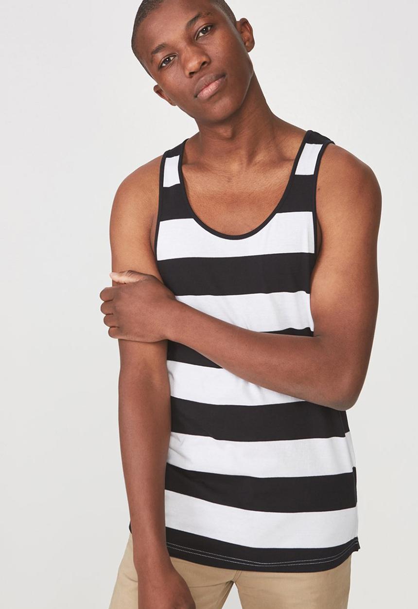 Cotton On - Tbar tank - white & black 