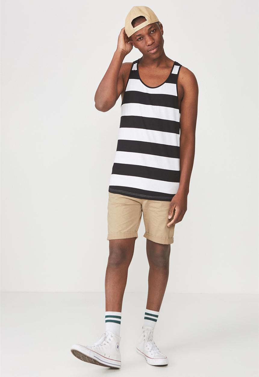 Cotton On - Tbar tank - white & black 