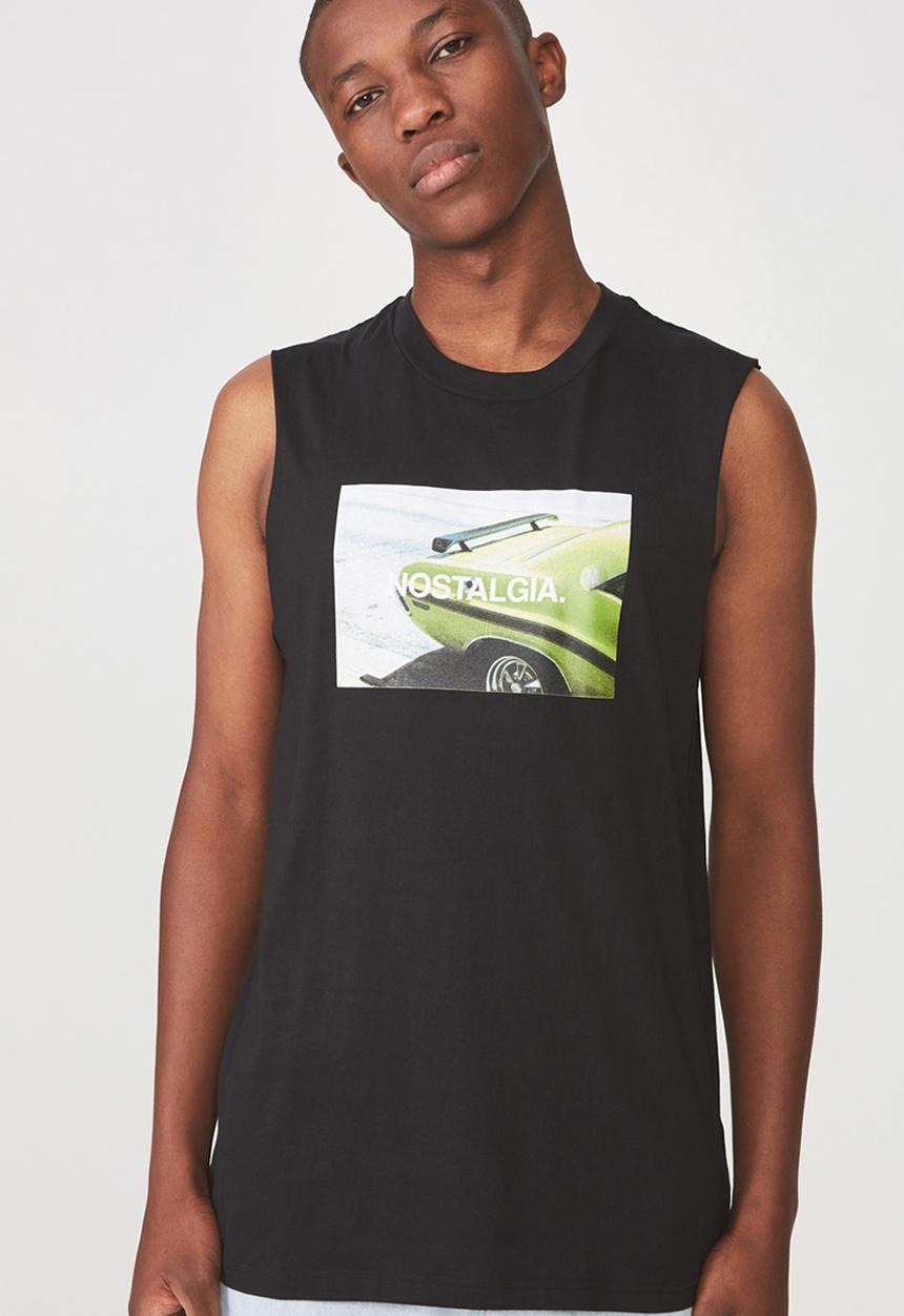 Cotton On - Tbar muscle tee - black 