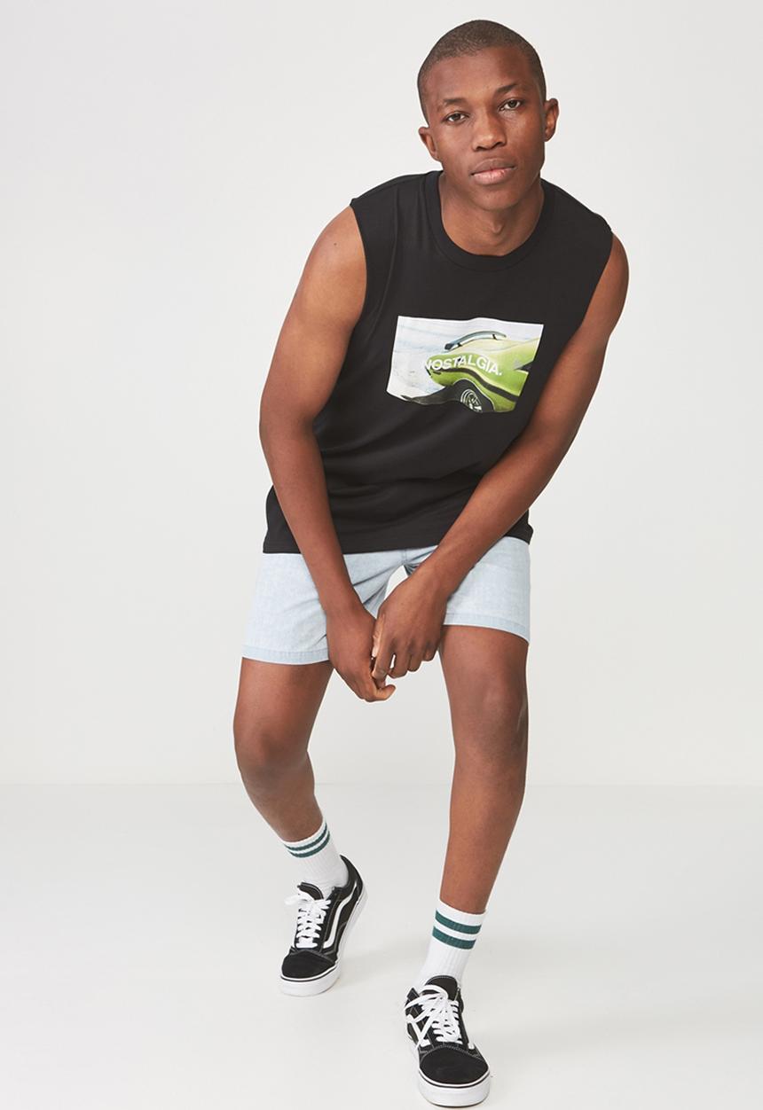 Cotton On - Tbar muscle tee - black 