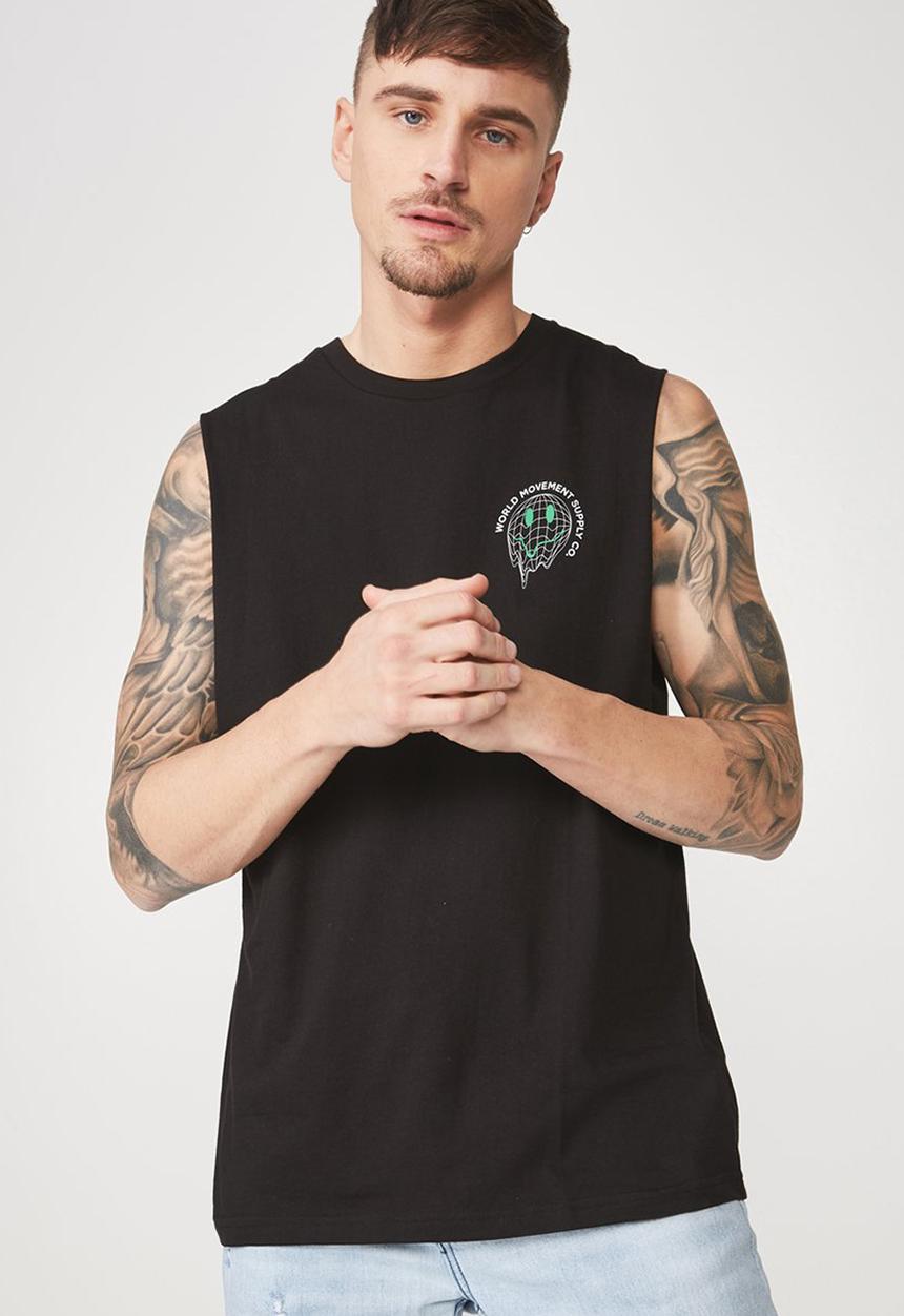Cotton On - Tbar muscle tee - black