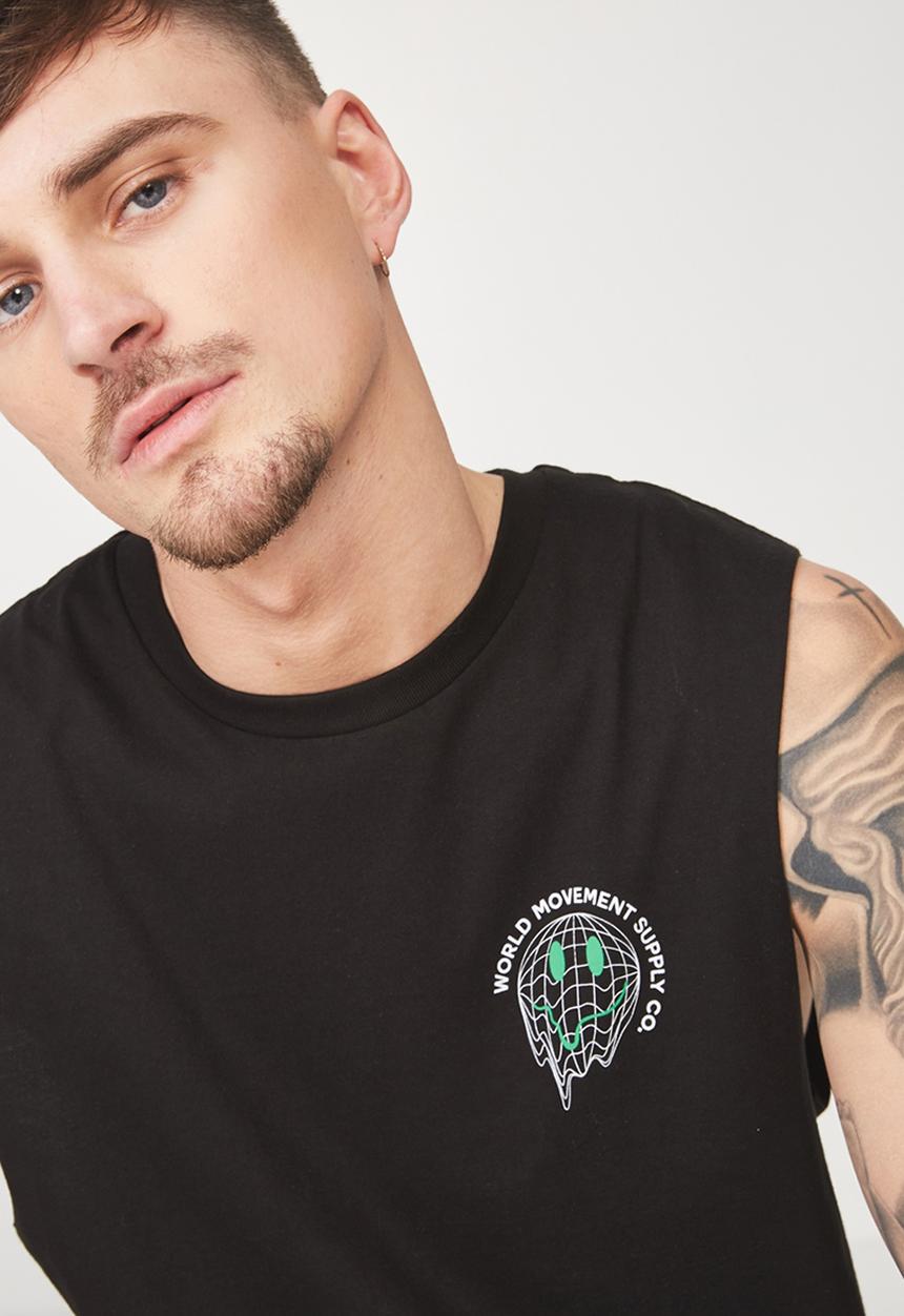 Cotton On - Tbar muscle tee - black