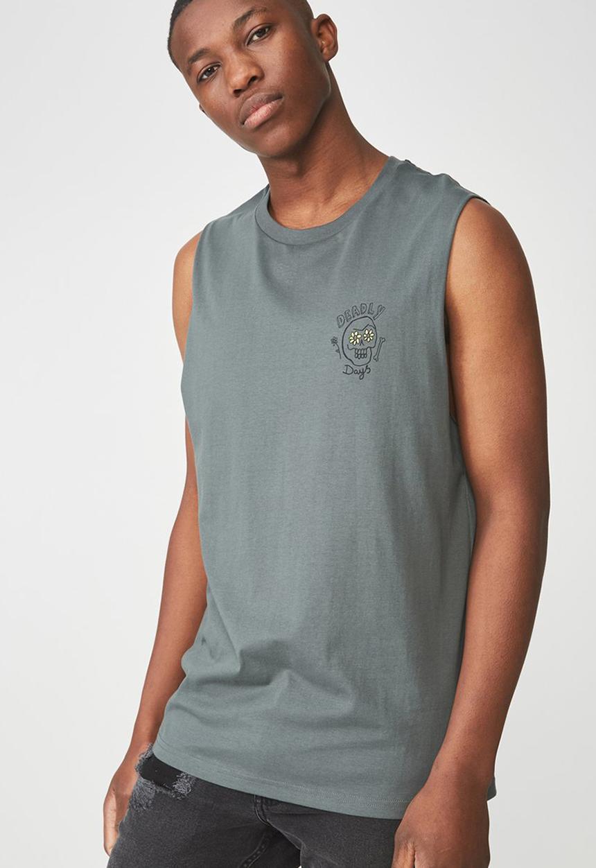 Cotton On - Tbar muscle tee - khaki