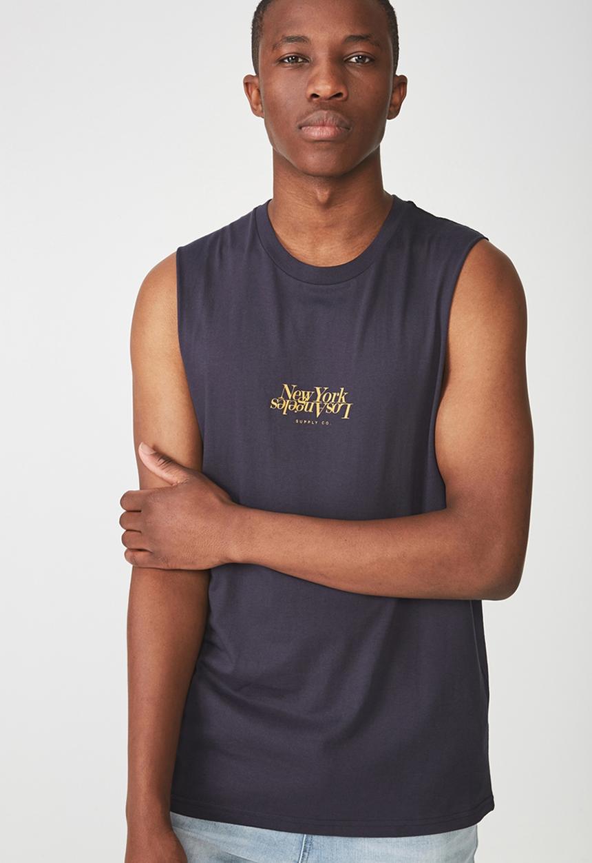 Cotton On - Tbar muscle tee - navy