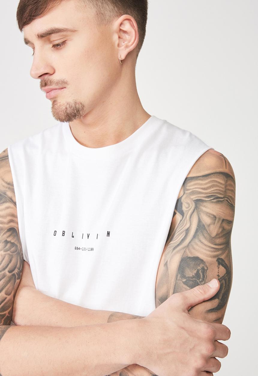 Cotton On - Tbar muscle tee - white 