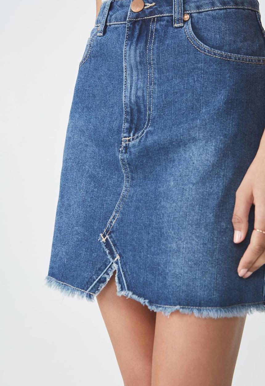 Cotton On - The re-made summer mini denim skirt - blue