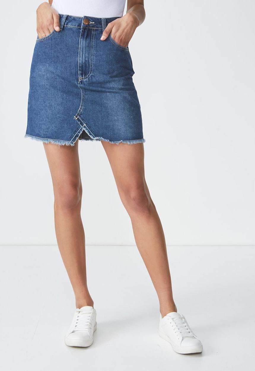Cotton On - The re-made summer mini denim skirt - blue