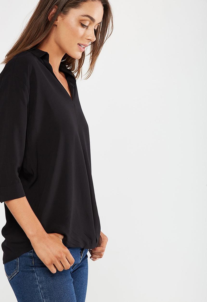 Cotton On - Bex popover shirt - black