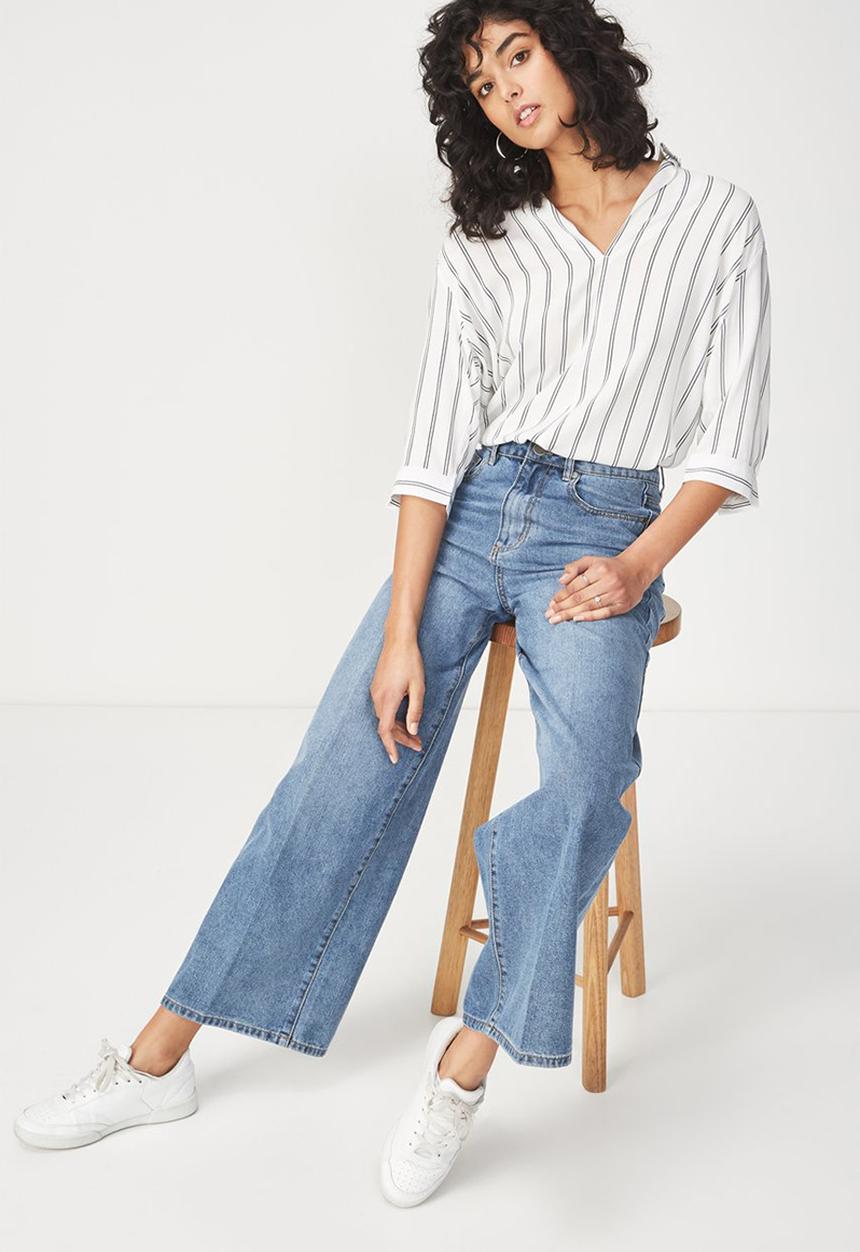Cotton On - Bex popover shirt - white & Black 