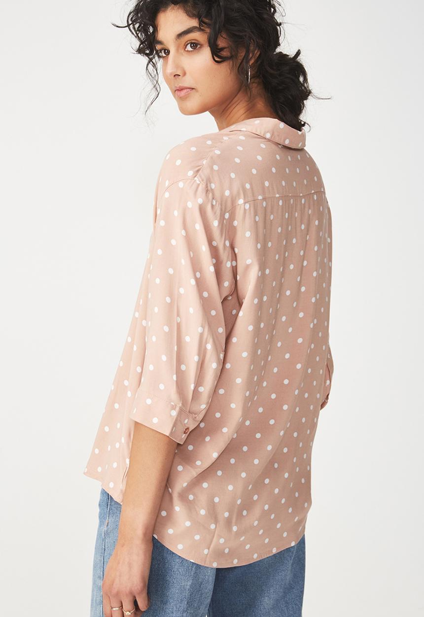 Cotton On - Bex popover shirt - pink & white 