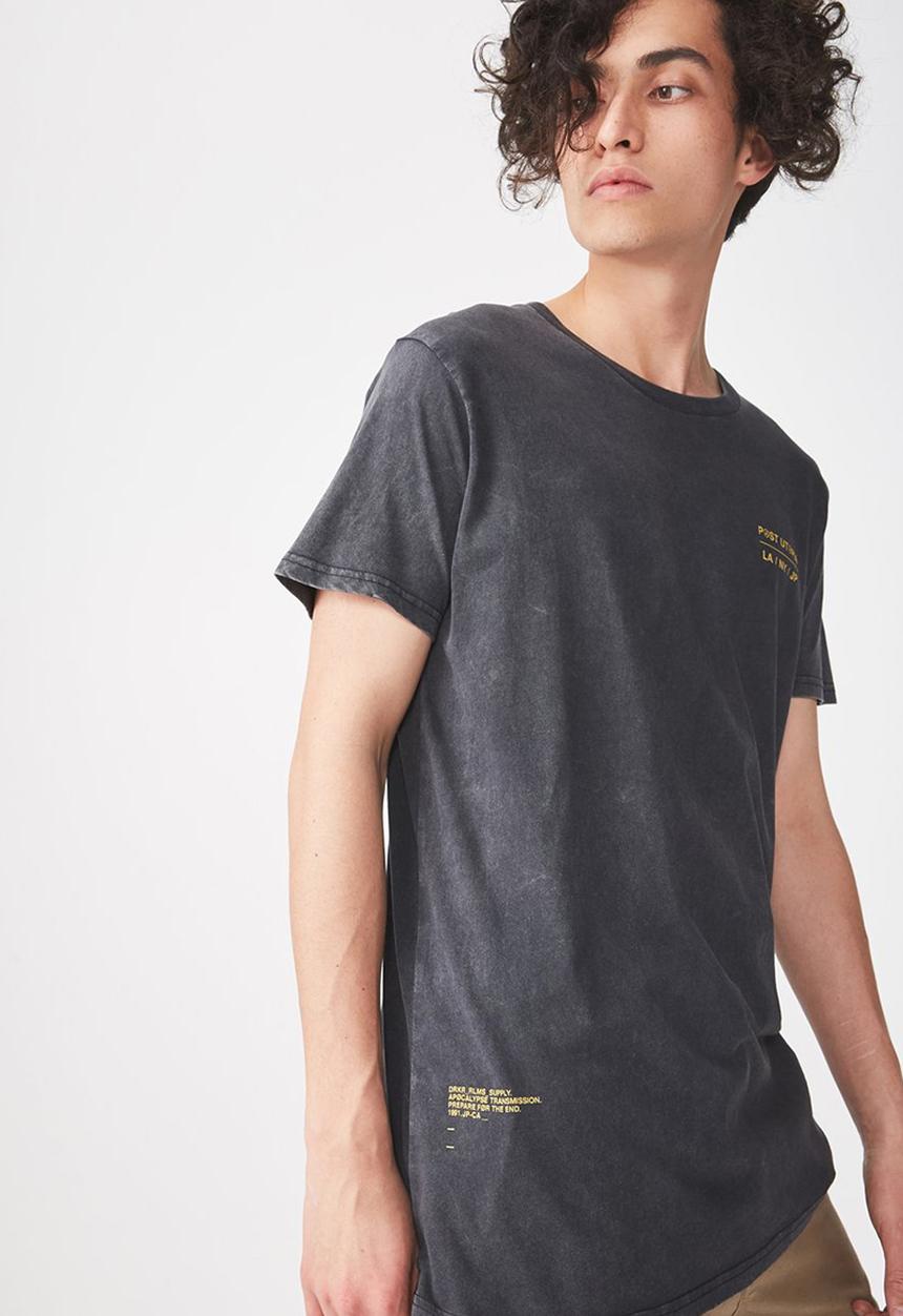 Cotton On - Longline scoop hem tee - black 