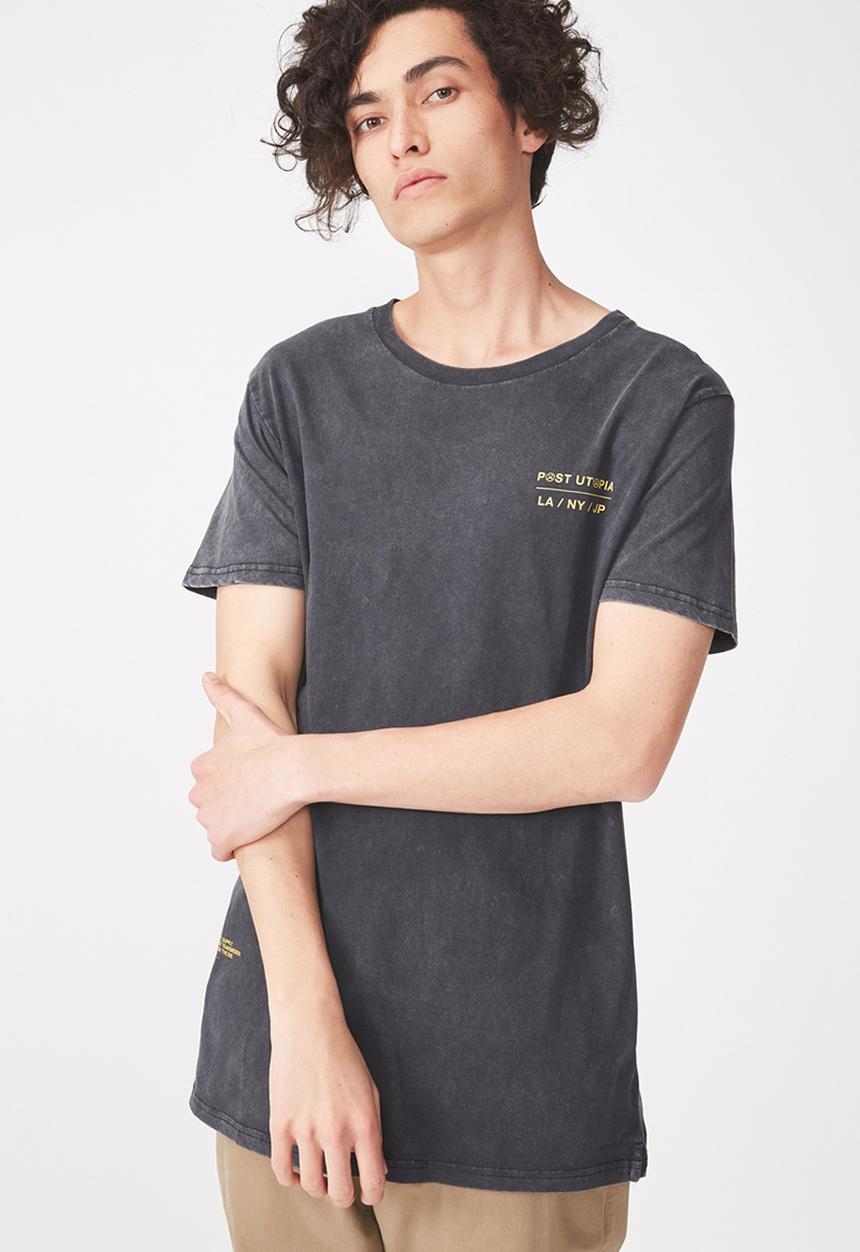 Cotton On - Longline scoop hem tee - black 