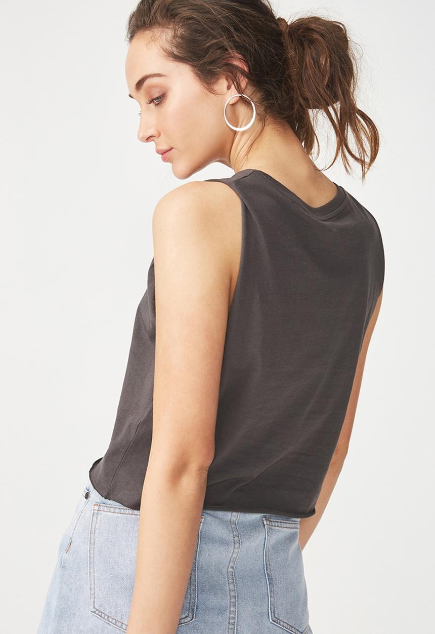 Cotton On - Tbar lola graphic tank - charcoal